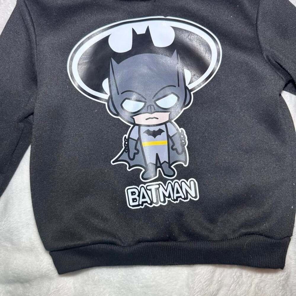 SHEIN Batman Chibi Hoodie Size 4Y Black Superhero Sweatshirt